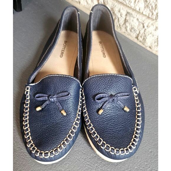 Bottero Leather Moccasin in Navy Blue. Made in Brazil, , Size 10 US, New - Picture 1 of 9